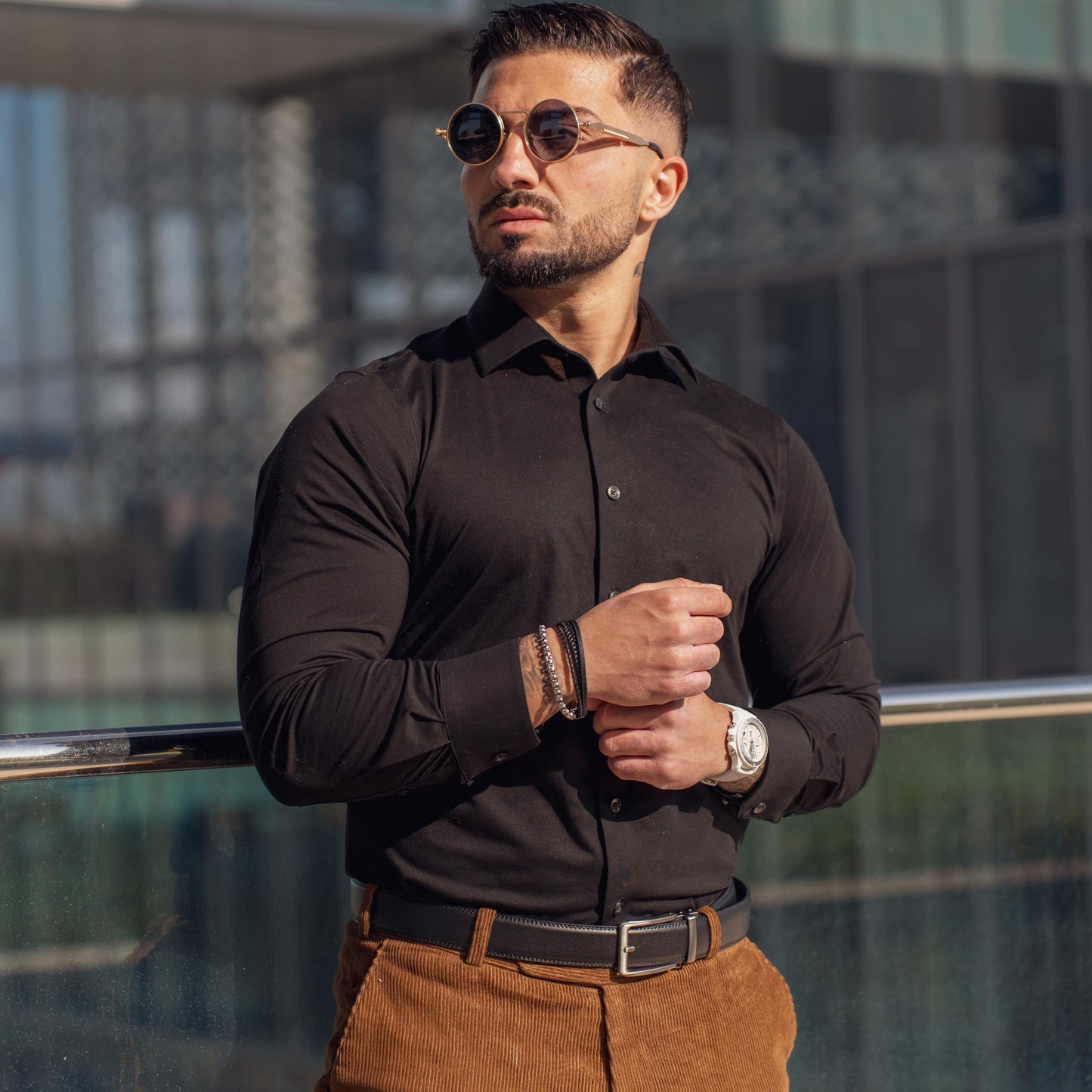 SERASAR Pulsera de cuero plateado para hombre 20cm Idea regalo Caja Piel vacuno trenzada genuino trenzado multicapa ajustable con cierre magnético