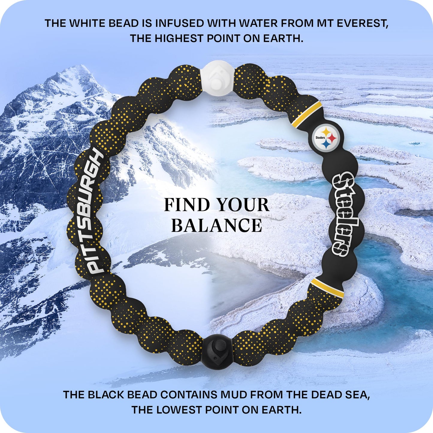 Lokai NFL Football Collection Silicone Beaded Bracelet, Pittsburgh Steelers Home Field (Medium) - For Women & Men, Silicone Jewelry Fashion -On for Comfortable Fit