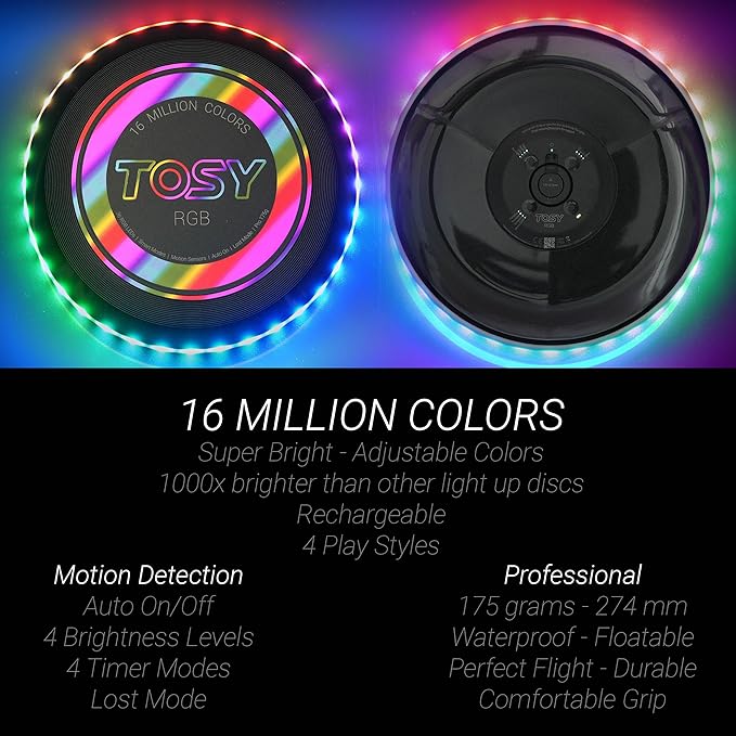 TOSY Bundle of 2 - Flying Disc 108 LEDs - RGB Black + Green
