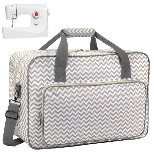 Haroranax Sewing Machine Case - Travel sewing machine bag with handle - New Sewing Machine Carrying Case - Suitable for Singer, Brother, Janome, and Most Standard Sewing Machine (White)