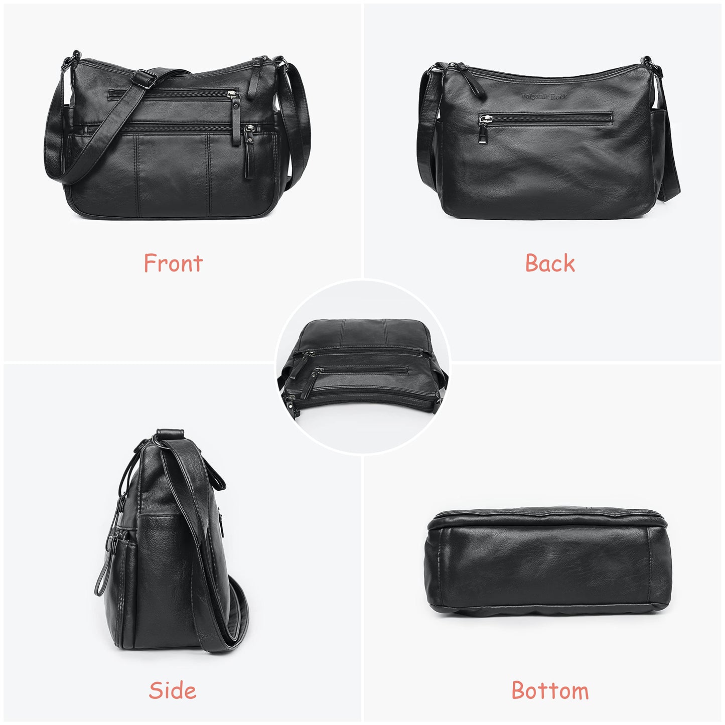 VOLGANIK ROCK Purses for Women Soft PU Leather Shoulder Bag Ladies Crossbody Purse and handbags Lightweight Pocketbook