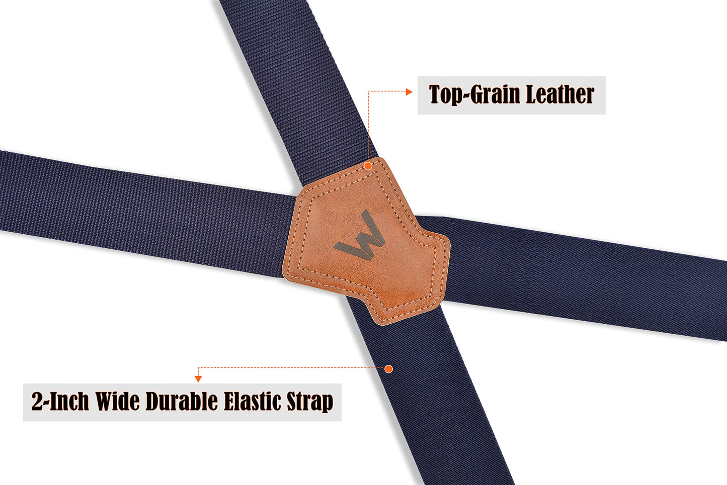 WELKINLAND Navy suspenders for men, 2 Inch Wide Work Suspenders, Heavy Duty Swivel Suspender, Mens Suspender for jeans, Big and tall suspenders for men
