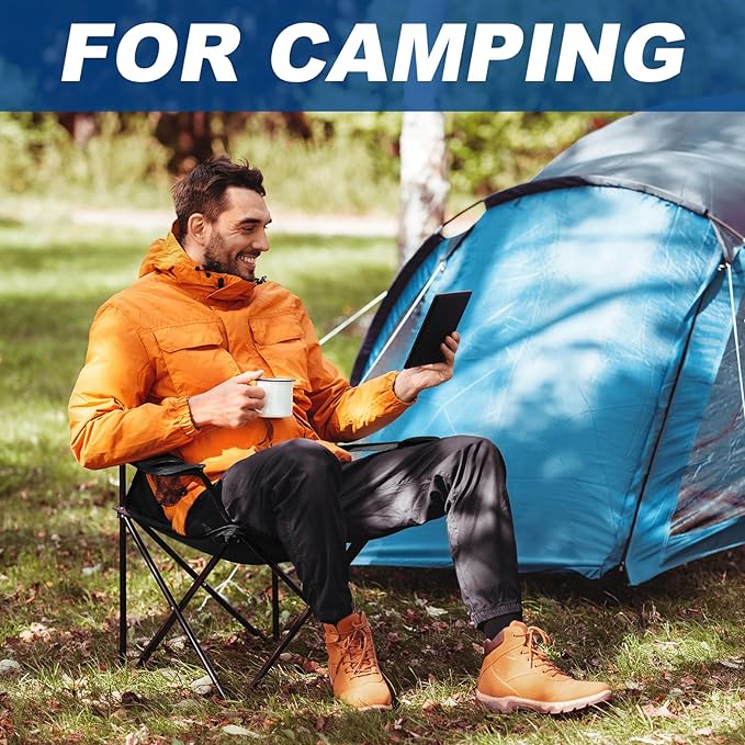 2 Pack Lightweight Camping Chairs for Adults & Teens, 250LBS Capacity Foldable Portable Chairs with Carry Bag, Compact Design for Camping, Beach, Picnics, and Outdoor Events