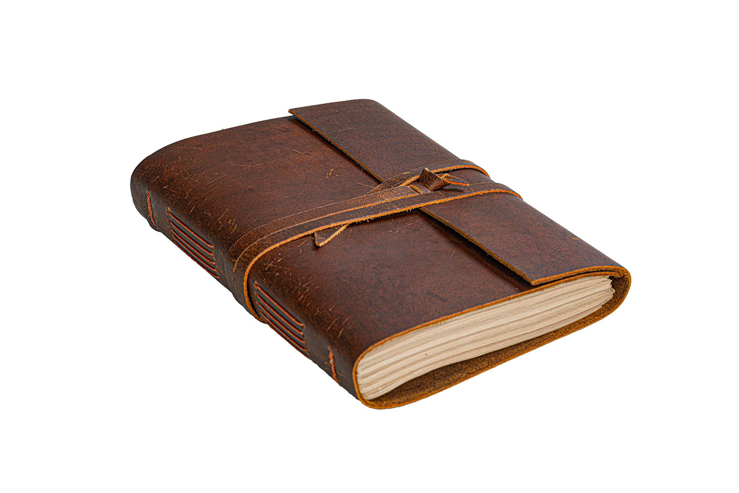 HLC Leather Journal Notebook - Rustic Handmade Vintage Leather Bound Journals for Men and Women - Antique Craft Unlined Paper 300 Pages, Leather Book Diary Pocket book To Write In (7.5" x 10" Inch)
