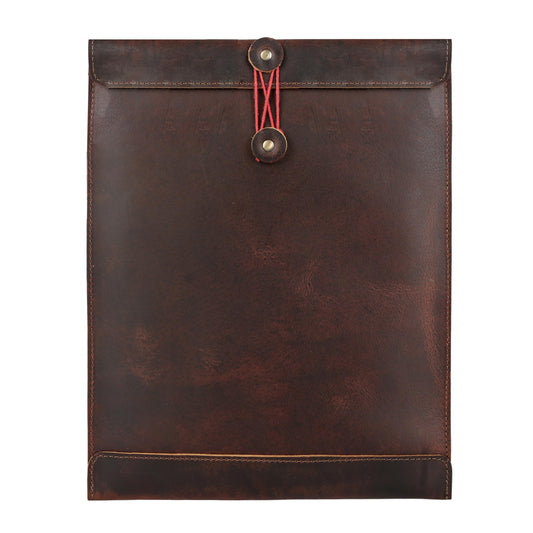 Leather Document Holder Mailing Envelope,Office & Work Resume Sales Portfolio Binder Folder-Interview/Legal Document Organizer Handmade (12.5 inches) (Bourbon Brown)