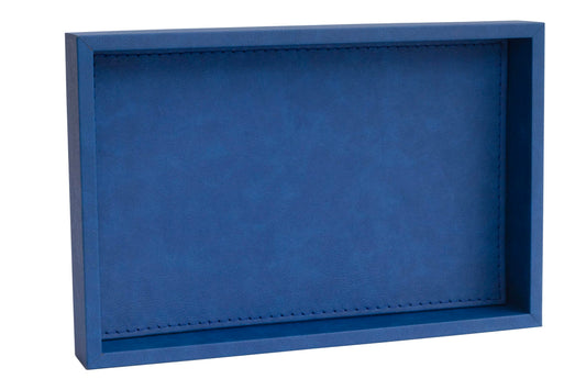 MOENA Faux Leather Tray – Elegant & Versatile Organizer for Home, Office, and Yacht (Matte Cobalt Blue, Small)