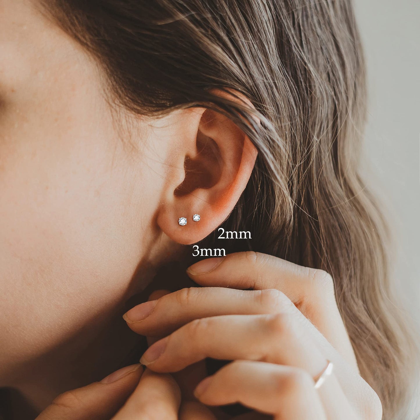 Fansilver 20G Hypoallergenic Flat Back Earrings for Women Men Silver 14K Gold Stainless Steel Stud Earrings Brithstone Cubic Zirconia Studs Surgical Steel Cartilage Earrings for Sensitive Ears