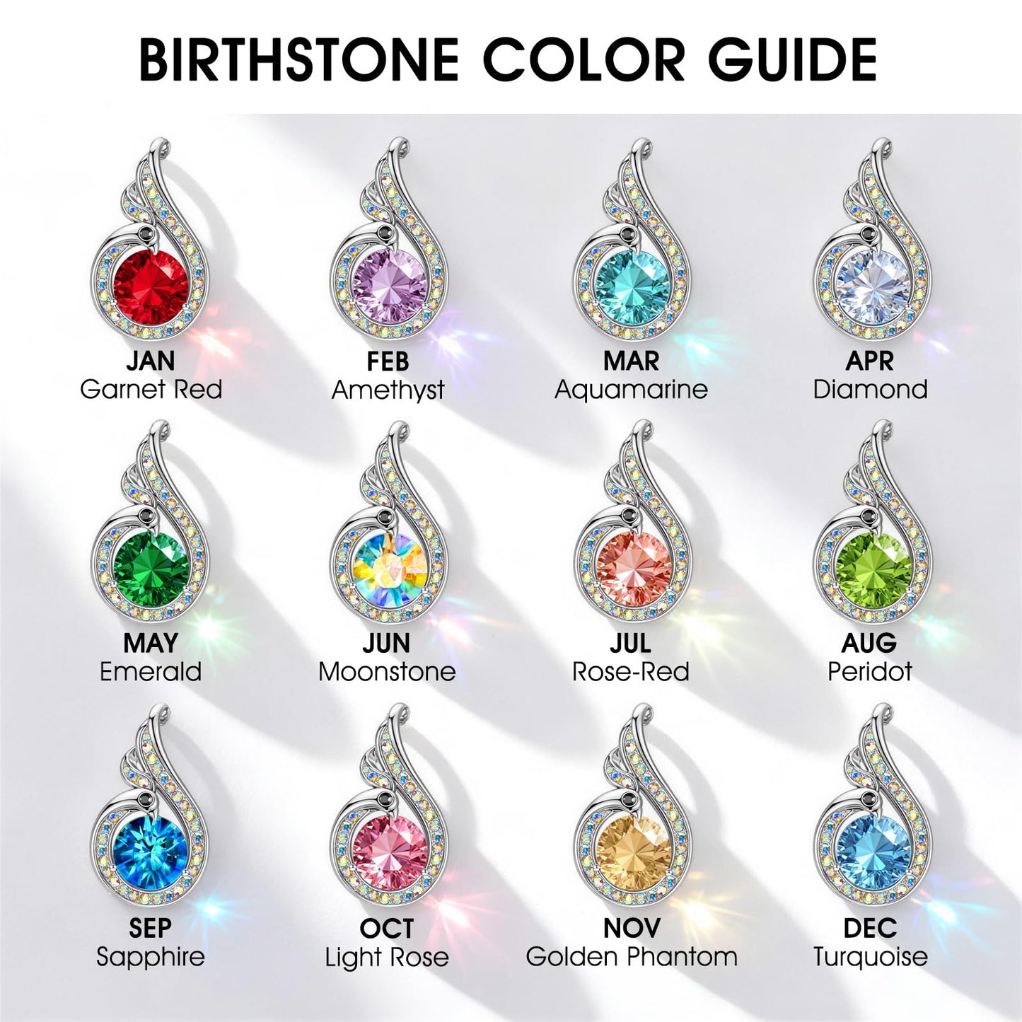 Kate Lynn Phoenix Birthstone Necklaces for Women Pendant Necklace Crystal Jewelry, Birthday Gifts for Women Wife Girlfriend Mothers Day Gift for Mom Daughter Unique Lady Christmas Jewelry Gift for Her, March Birthstone Aquamarine Necklace