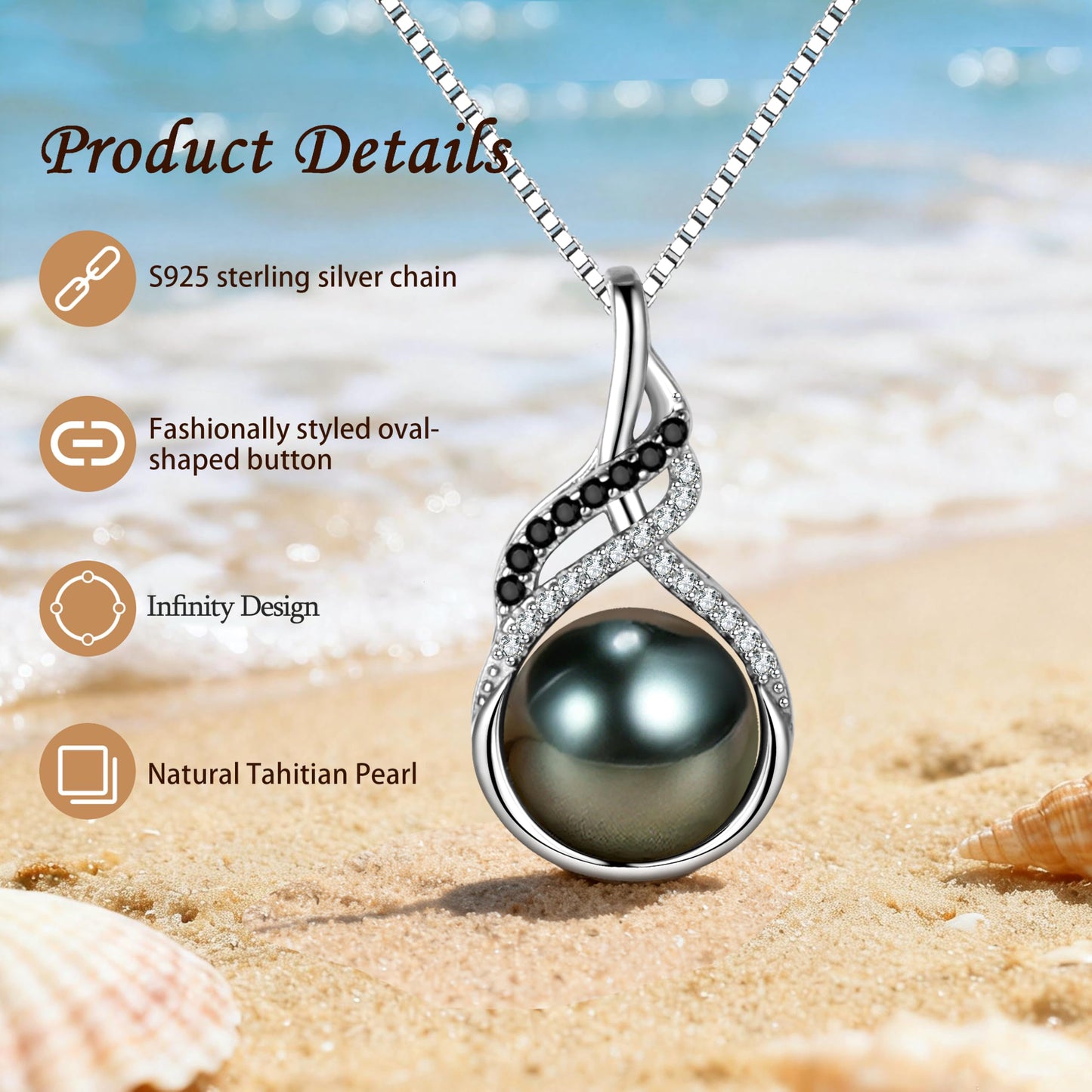NONNYL Gifts For Wife Wedding Anniversary - Mothers Day Gifts - Real Tahitian Black Pearl Necklaces , Eternal Gift for Her Fine Jewelry Real Pearl , Mothers Day , Romantic Christmas for Birthday or Valentine’s Day