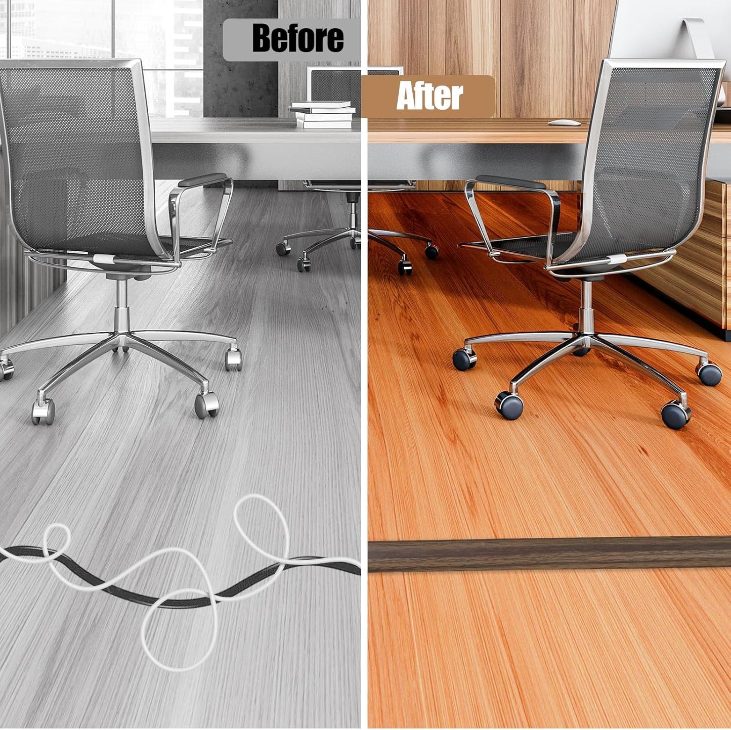 DBHXXMB-HH Hider,3.3FT Cavity:0.39"(W) 0.27"(H) Floor Cord Cover Self Adhesive Cord Cable Management, Extension Strip