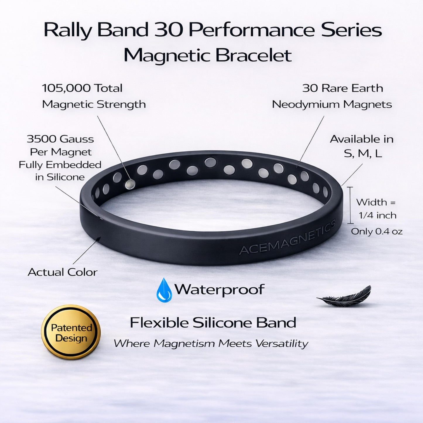 AceMagnetics Rally Band 20 Series: Opaque Black - S