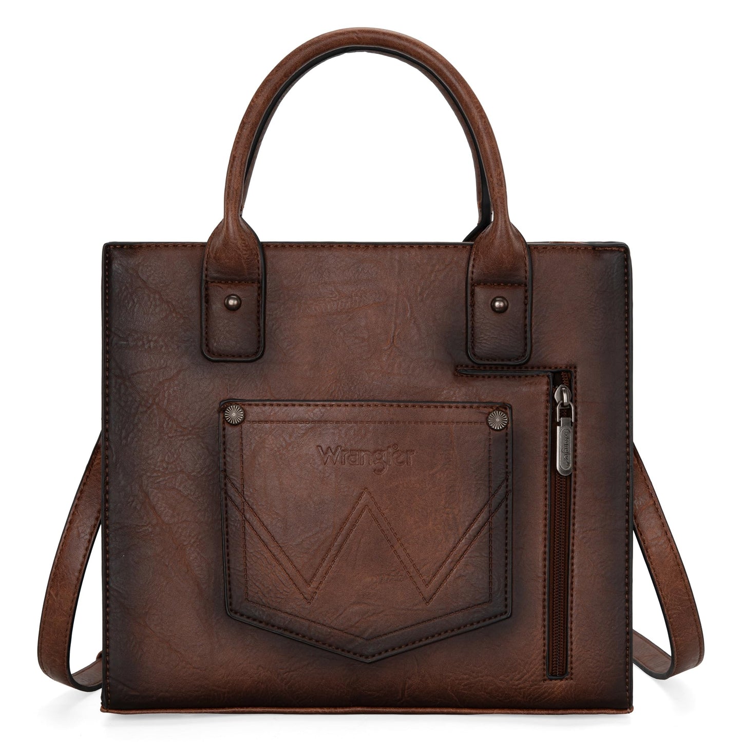 Wrangler Tote Bag for Women Western Purse Top Handle Satchel Purse and Wallet Set 2Pcs Gift WG2-242DBR