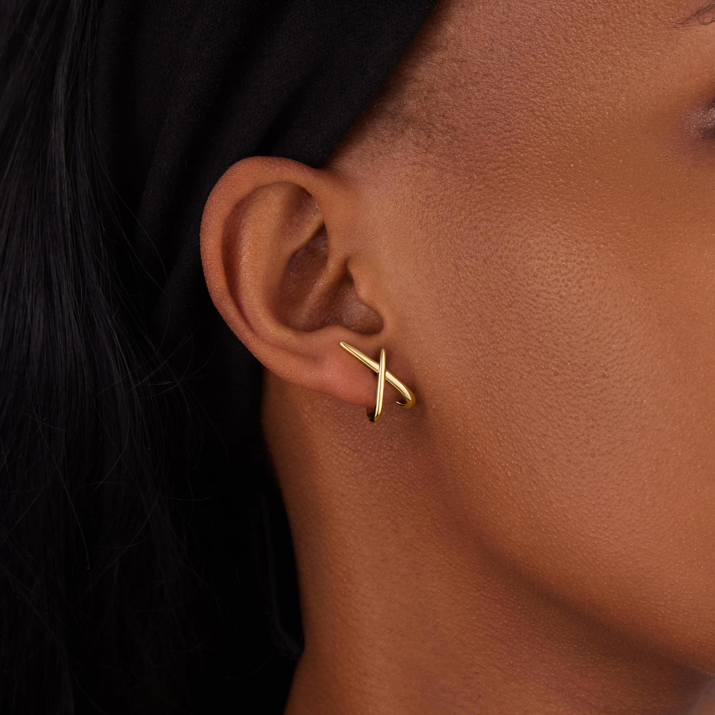 Criss Cross Stud Earrings for Women Trendy, 14K Gold Plated Minimalist Unique Hypoallergenic Earrings for Sensitive Ears, Dainty Simple Old Money Aesthetic Jewelry Modern Jewelry Gifts for Women‘s Fashion