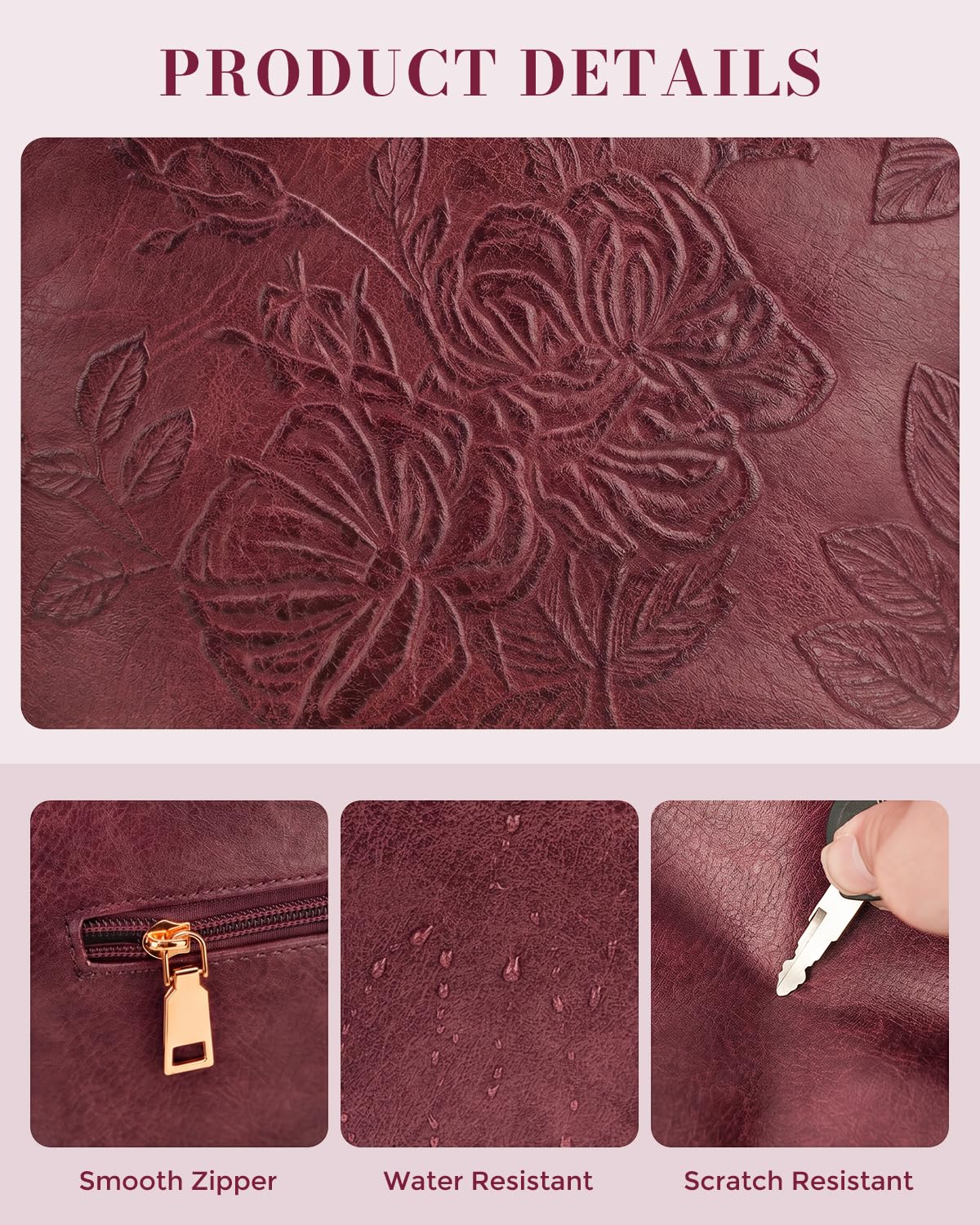 Crossbody Bags For Women, Vegan Leather Crossbody Purses with Boho Strap, Daily Travel Red Shoulder Handbag