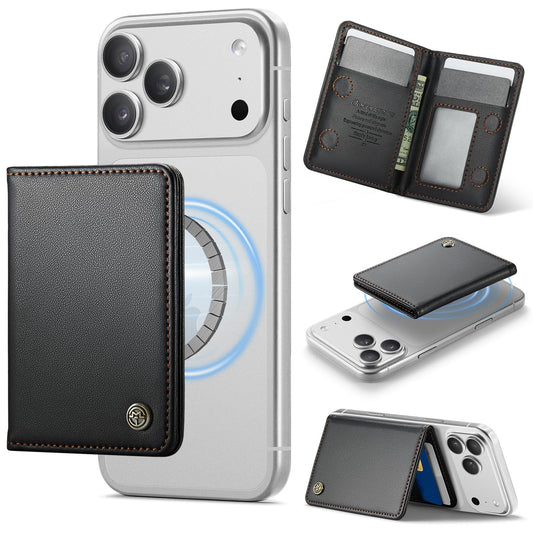 Defencase for Magsafe Wallet Magnetic Card Holder RFID Blocking, PU Leather Minimalist Phone Wallet for MagSafe Phones and Cases for iPhone 17/16/ 15/14/ 13/12/ Pro/Max/Plus/Air, Black