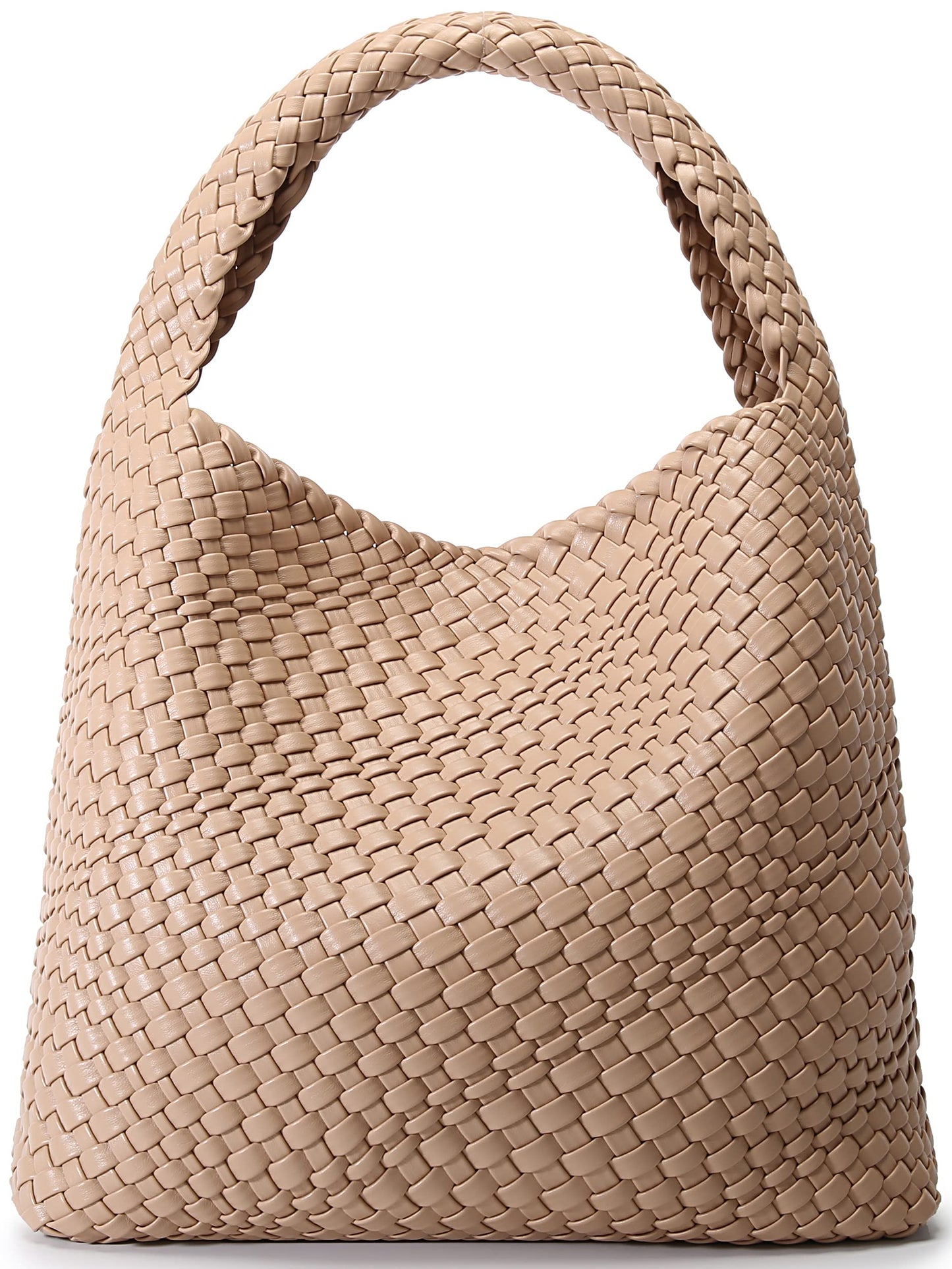 Queenoris Fashion Hobo Bags for Women Top-handle Shoulder Bag Vegan Leather Purses Soft Summer Tote Bag (Apricot, Medium)