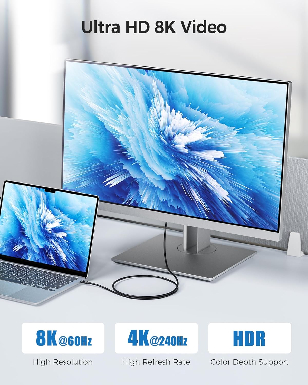 40Gbps 4 2.6ft 8K 240W 0.8m, USB4, 3 Cable Matters [Intel Certified] Thunderbolt Cable with Video and Charging