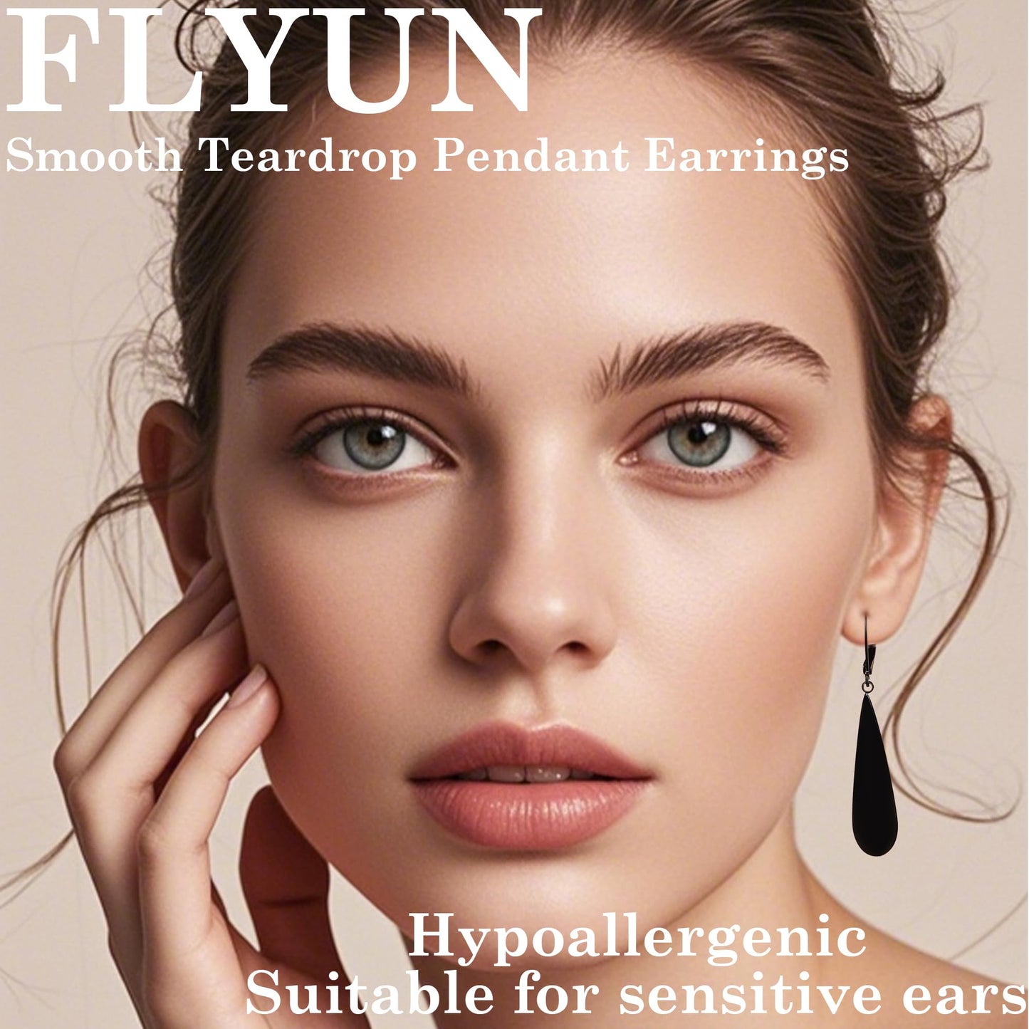 FLYUN 18k Gold Plated Long Teardrop Dangle Earrings For Women Trendy-Hypoallergenic Lightweight Leverback Dangle Earrings For Jewelry Gift(BLACK)