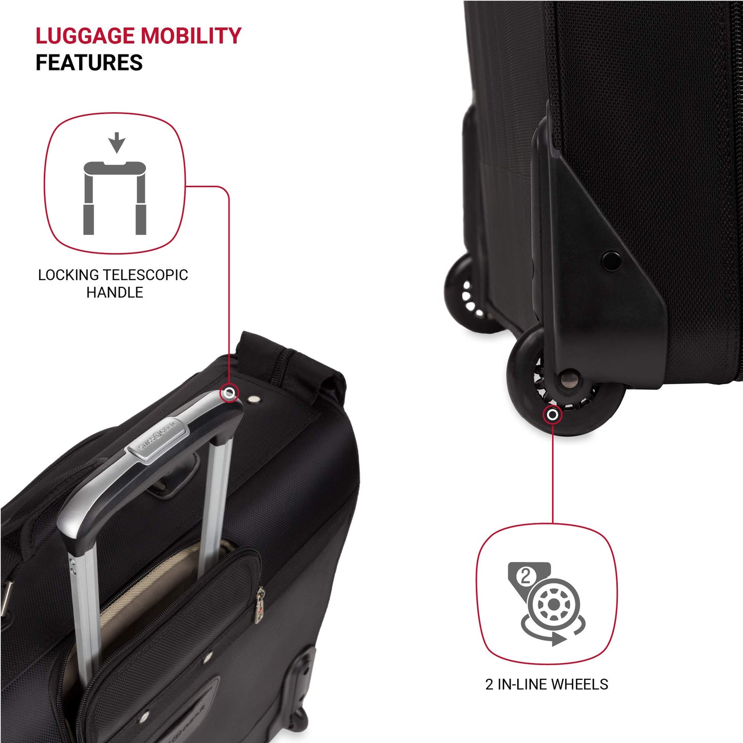 SwissGear 7895 Premium Rolling Garment Bag, Bonus Hanging Feature, Men's and Women's, 24-Inch Luggage - Black