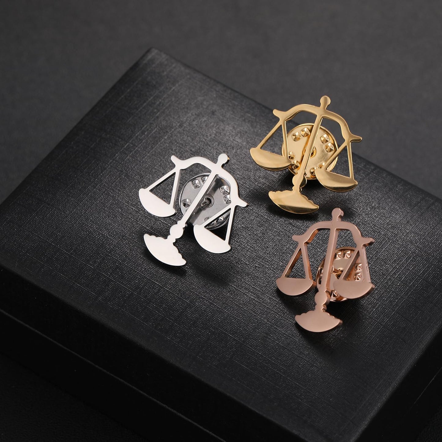 Metal Balance Badges Suit Brooch Libra Scales Brooches For Men (rose gold)