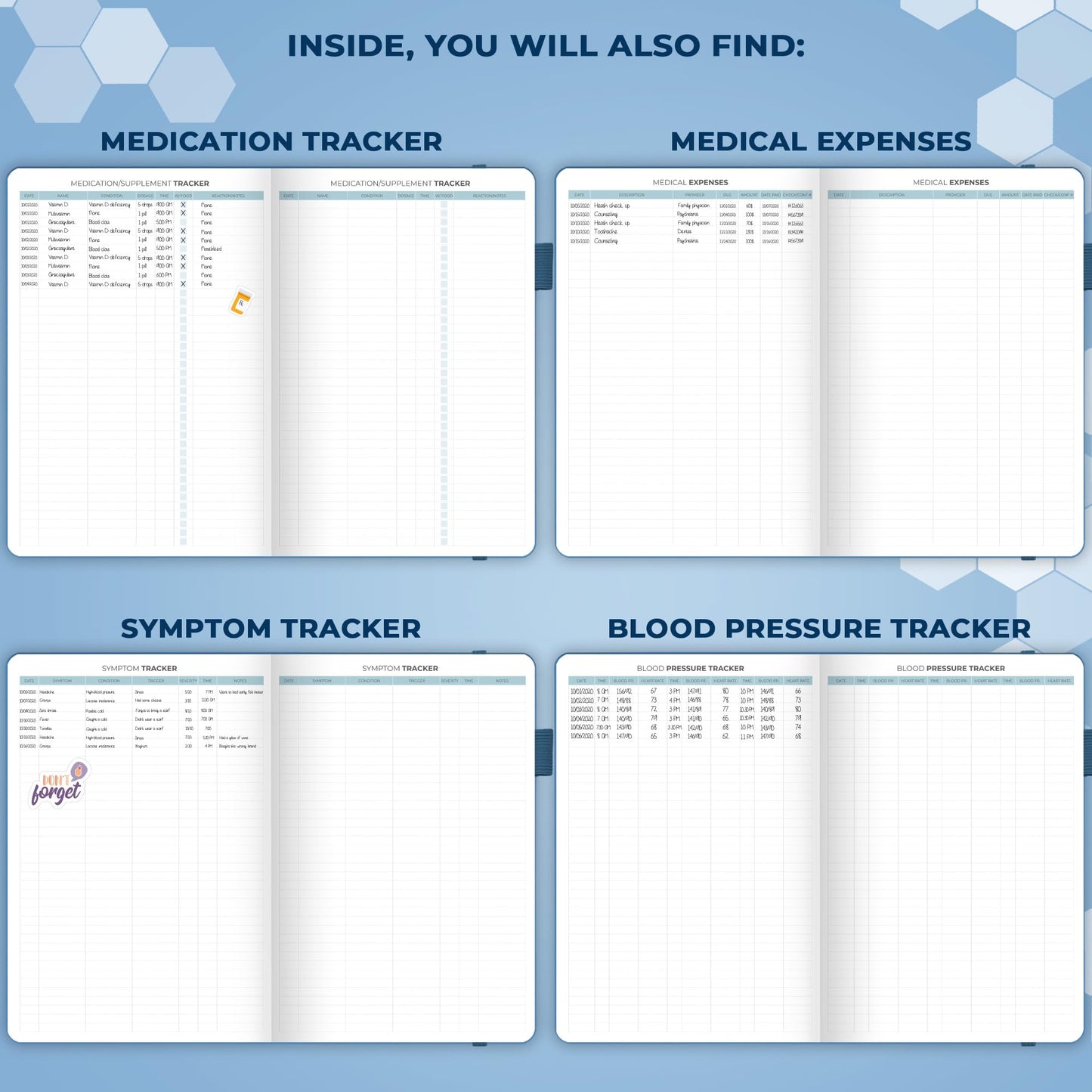 Clever Fox Large Medical Planner 12-Month – Medical Notebook, Health Diary, Wellness Journal to Track Health – 12 Months, 7x10.5″ (Mystic Blue)