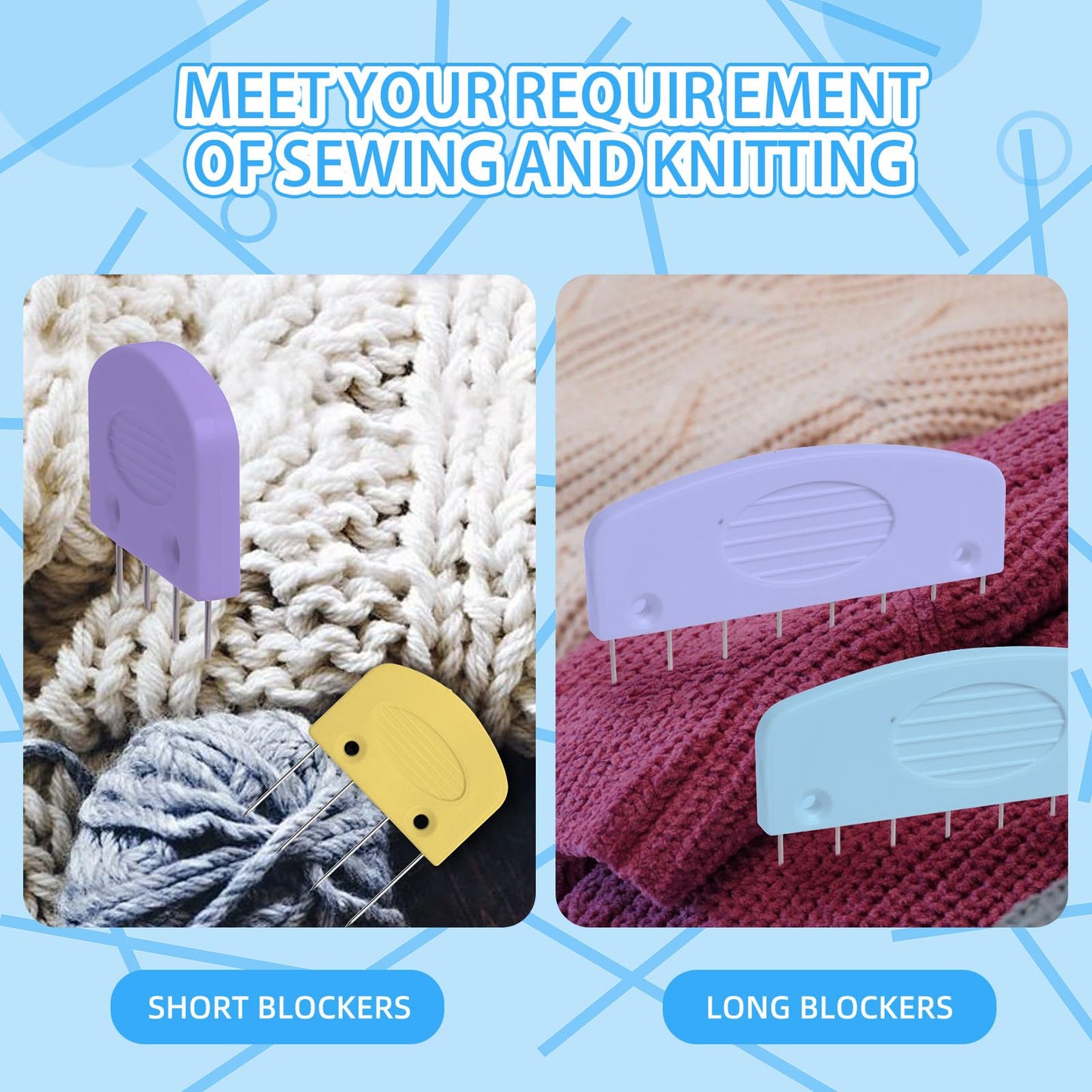 Tatiwoo 130 Pcs Knit Blockers and Combs for Blocking - Rainbow Knitting Blocking Combs Pins for Crocheting, Knitting Block Pin Tool for Block Mats