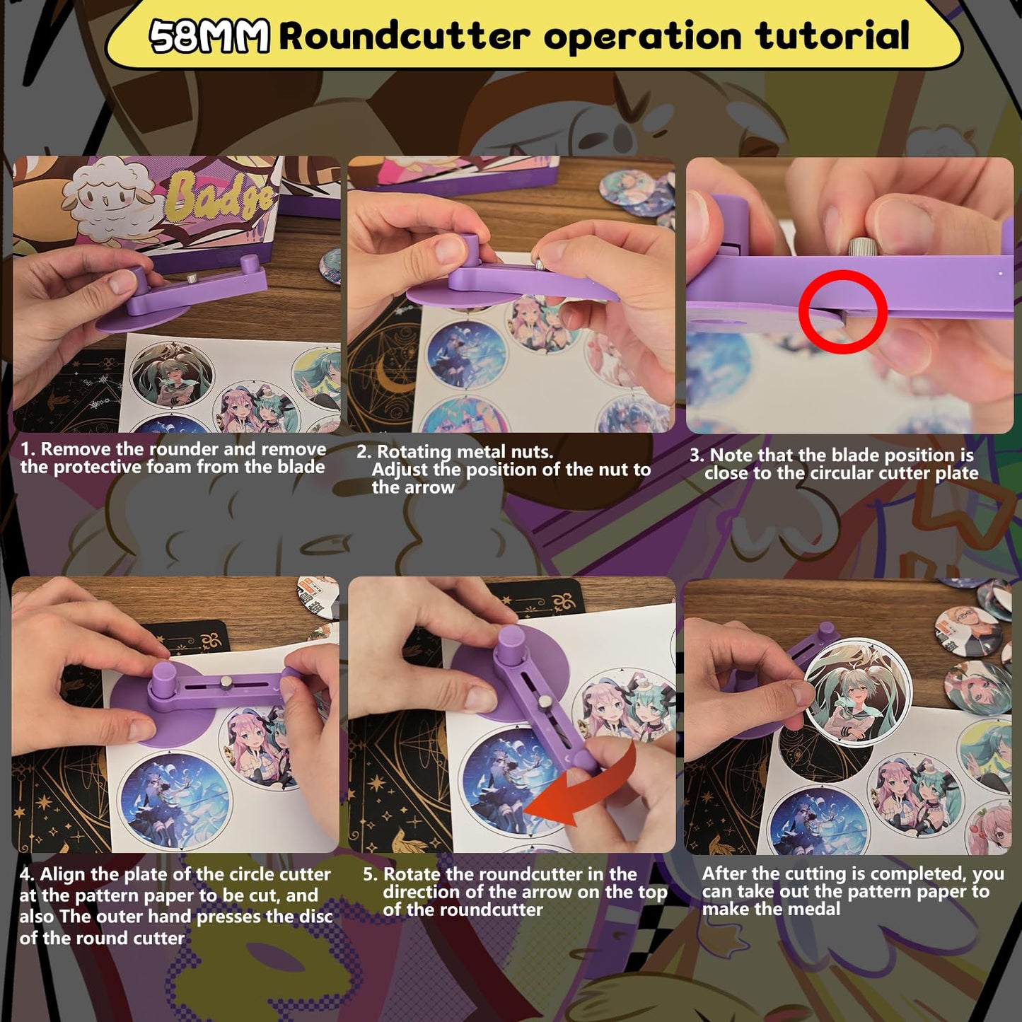 Blue Button Maker Machine 58mm (2.25 inch), DIY Button Pin Maker Machine Comes with Free Button Parts, Circle Cutter, Cutting Board, Pattern Paper, Holographic Bags, Colored Film, and Protective Case