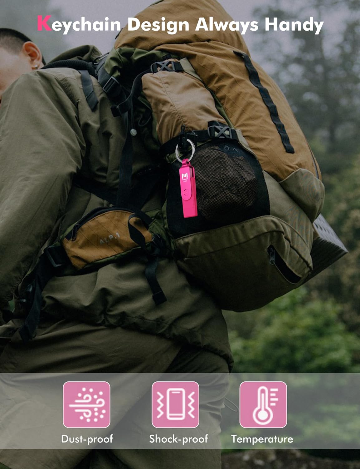 mosDART 128GB 3.2 15,16,17, USB Fast Speed C and A Dual Flash Drive, exFAT Memory Stick with Keychain and LED