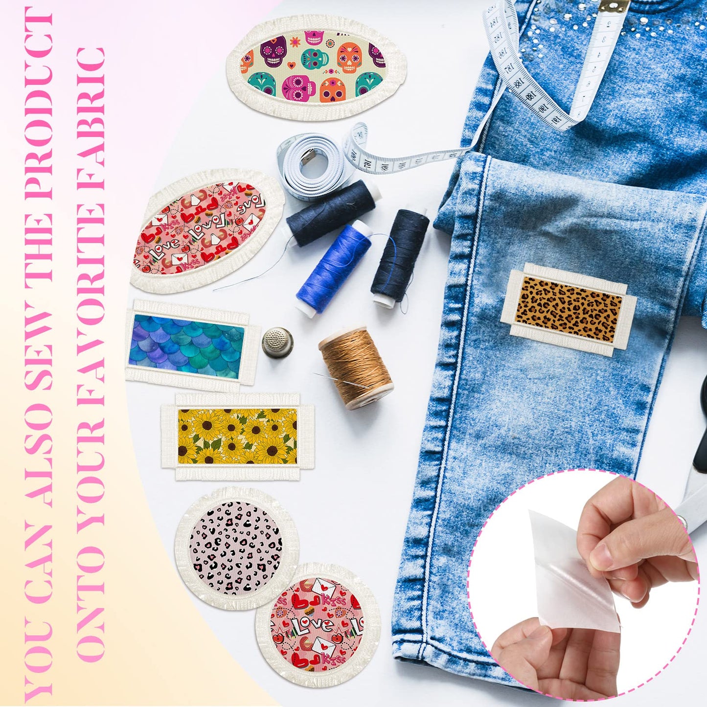 30 Pieces Sublimation Patches 3 Shapes Fabric Iron on Blank Patches Sublimation Blank for DIY Crafts Hat Caps Clothes Shoes Bags Backpacks Uniforms(Beige)