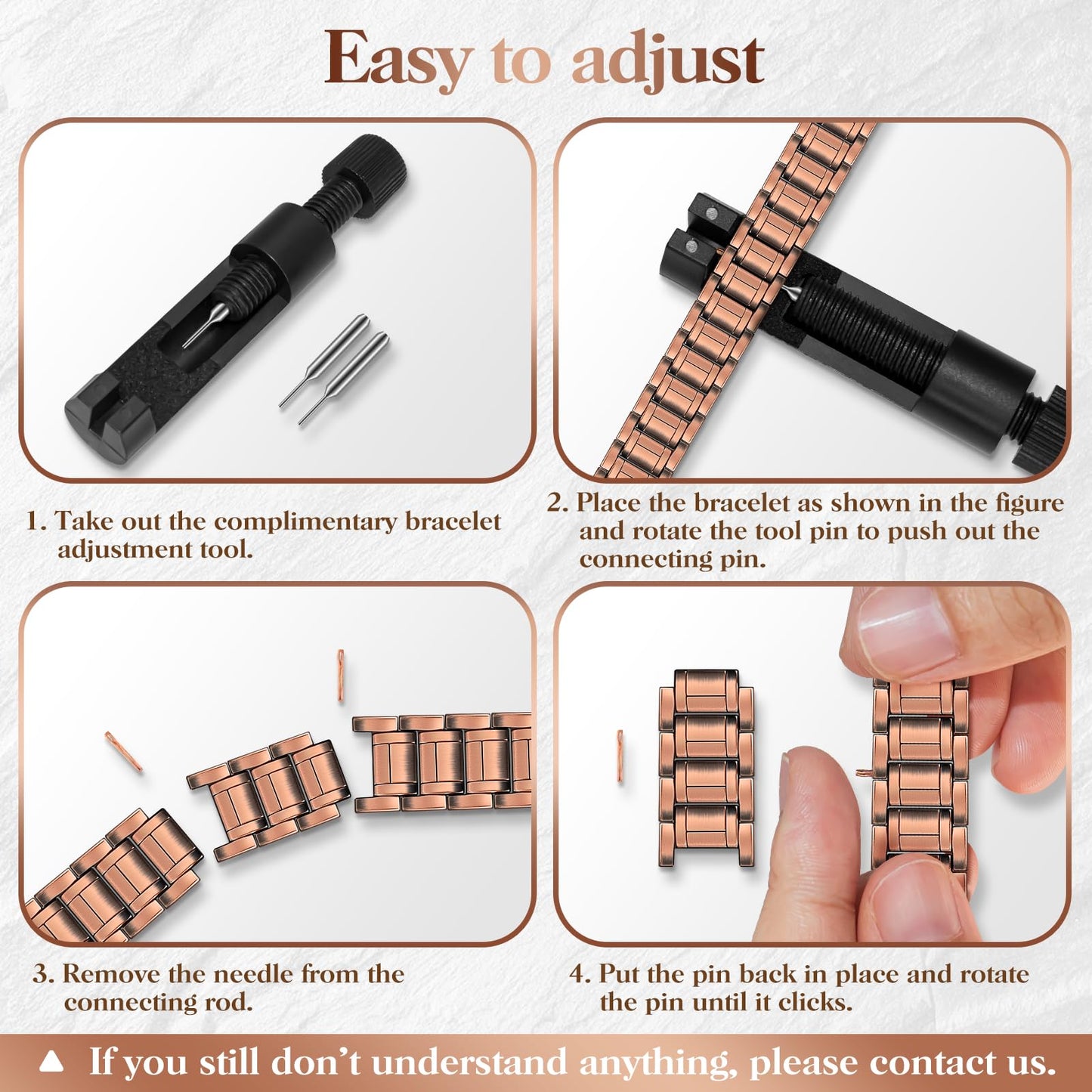 Mahnco Copper Magnetic Bracelet for Men, 3X Ultra Strength 99.99% Pure Copper Bracelets with Magnets,Men's Magnetic Jewelry with Adjustable Sizing Tool