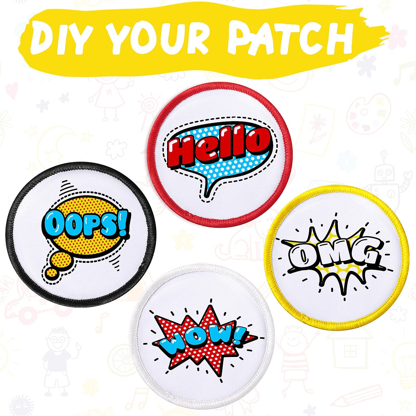40 Pieces Iron on Round Sublimation Patch Blank Fabric Circle White Patch Circle White Patches Heat Transfer Repair Blank Patches for Clothes, Hats, Uniforms, Backpacks, Shoes