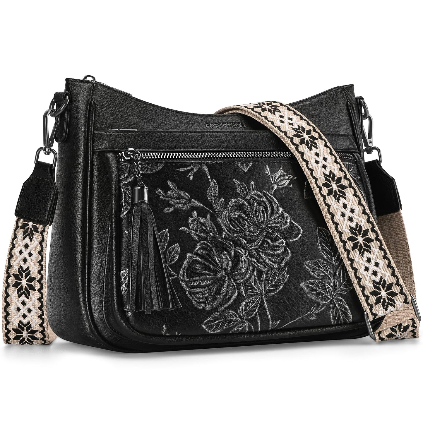 Crossbody Bags for Women, Purple Vegan Leather Medium Crossbody Purse, Spacious Daily Travel Shoulder Bag with Boho Strap