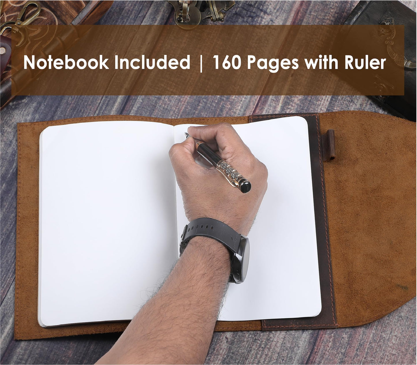 TheAntiq Refillable Leather Journal A5 Planner Handbook Bible Cover A5 Notebook Cover with Pen Loop, Gift for Him and Her