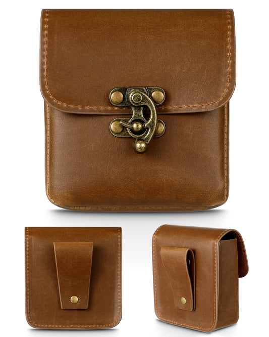 Silkfly Medieval Vintage Belt Pouch Leather Waist Bag Renaissance Accessories Steampunk Waist Fanny Pack for Casual Hiking (Brown,3.98 x 3.98 x 1.5 Inch)