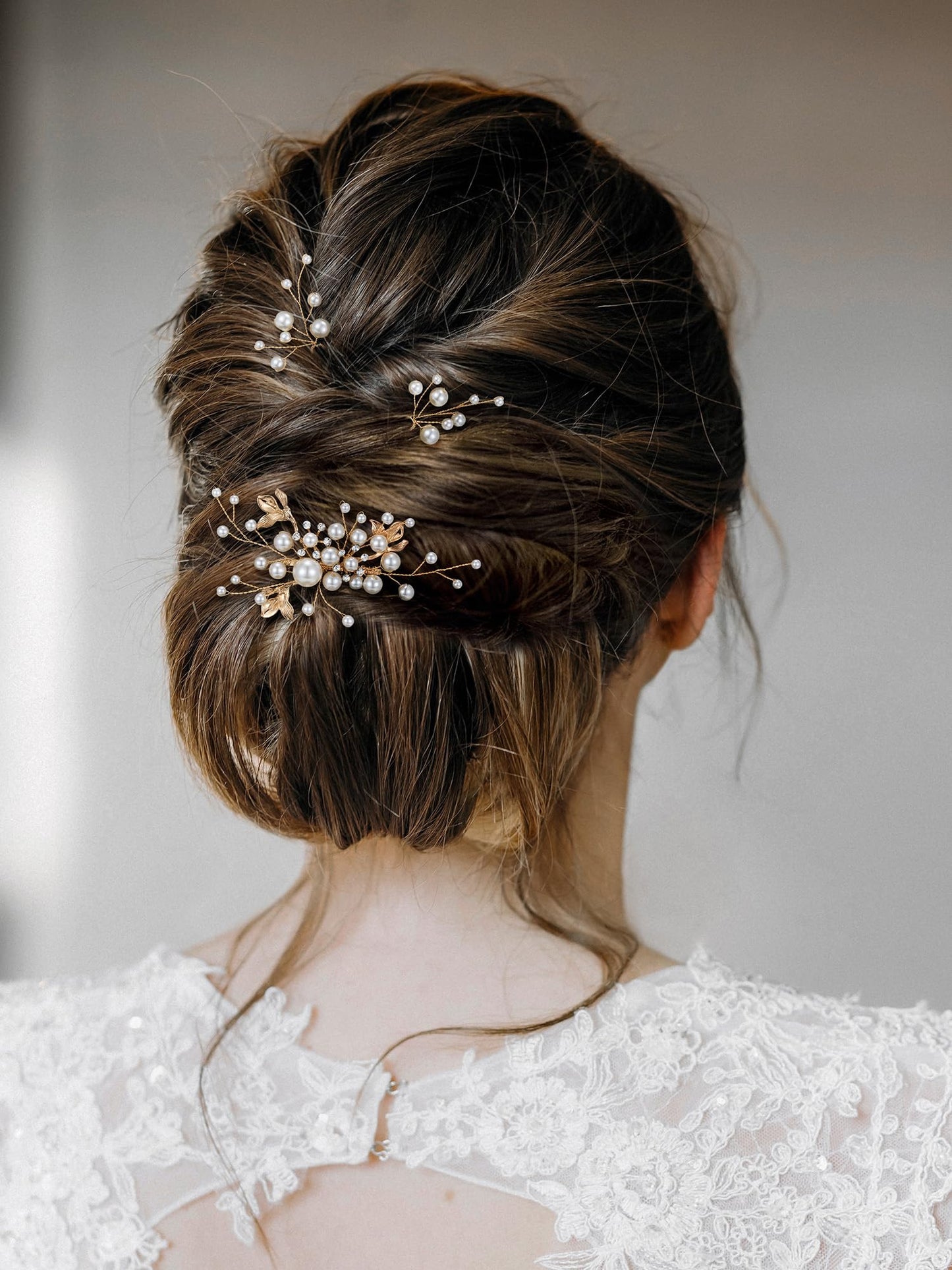 SWEETV Bridal Wedding Hair Accessories Set of 7, Pearl Wedding Hair Comb Rhinestone HairPins Leaf HairPieces Elegant Bridal Headpieces Accessories for Brides Bridesmaids Women Girls