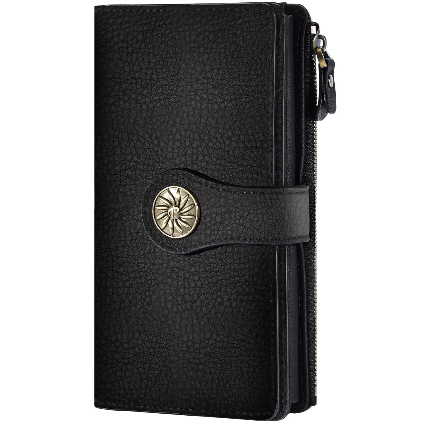 Travelambo Women's Wallet RFID Blocking Trifold Clutch Large Capacity Credit Card Holder Travel Purse