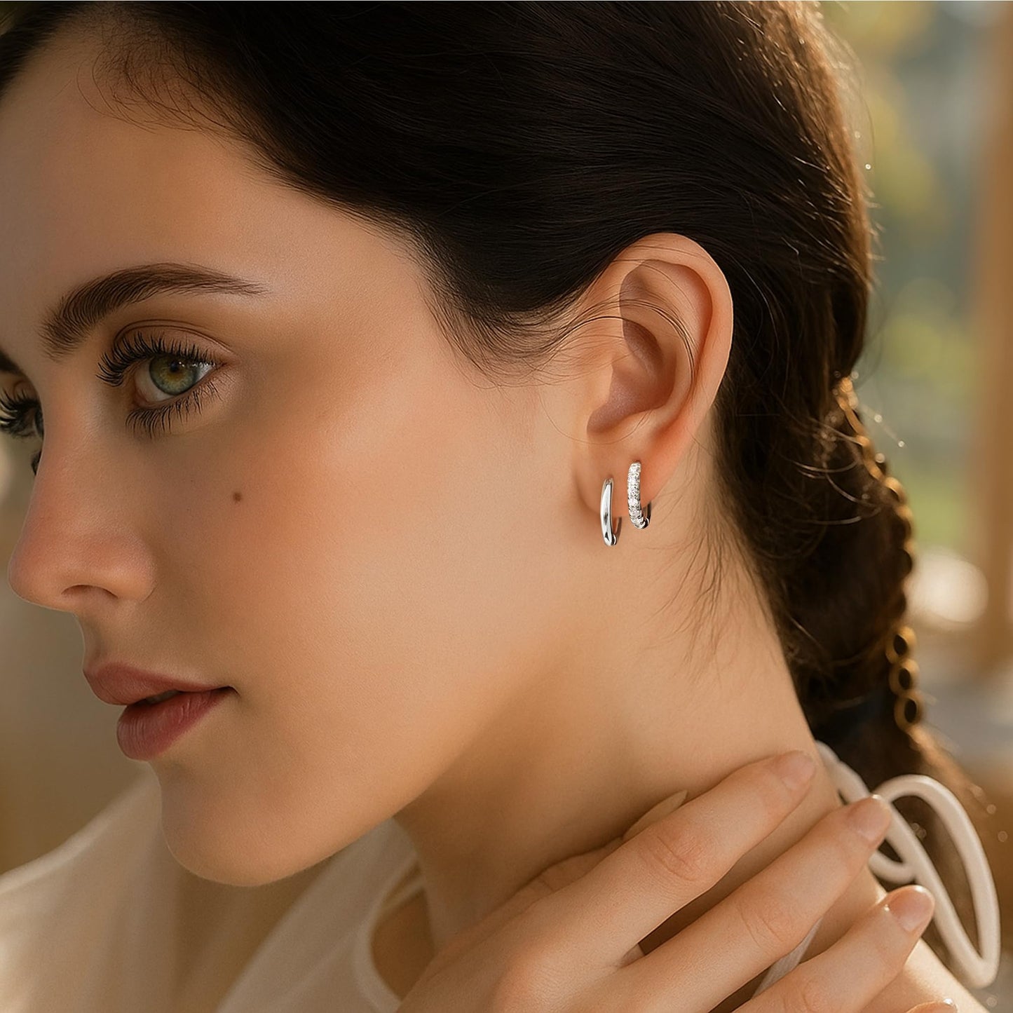 12mm Huggie Hoop Earrings Set for Women Men Trendy - Silver Plated Stack Cartilage Earring Multiple Piercing Lightweight Mini Thin Cute Dainty Clip On Jewelry Gifts for Women