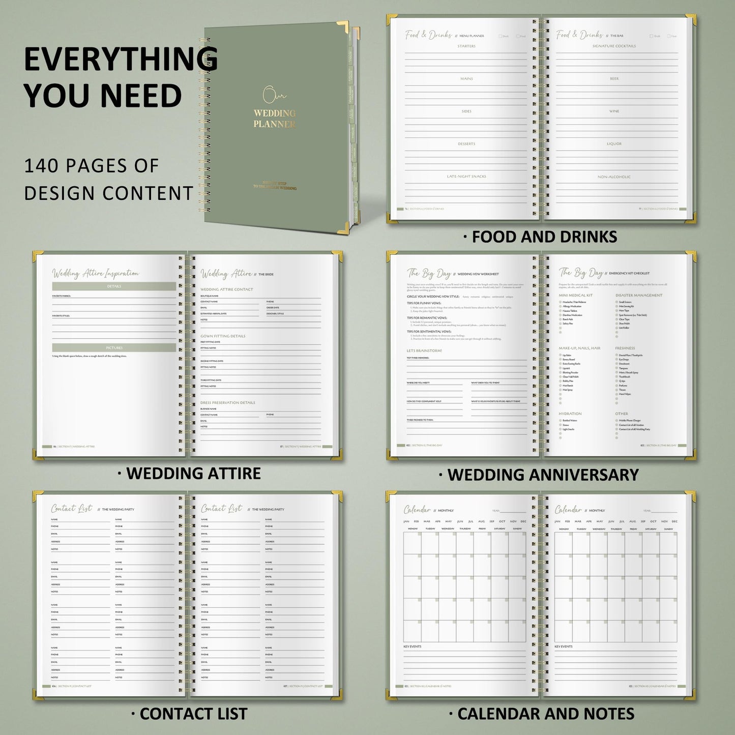 Wedding Planner Book and Organizer - A4 Wedding Planning Book with Checklist, Calendar & Tips - Makes Your Countdown Planning Easy - Engagement Gifts for Newly Engaged Couples, Future Brides & Grooms