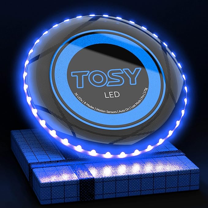 TOSY Bundle of 3-2X Blue + Red - Flying Disc 36 LEDs, Super Bright, Smart Modes, Auto Light Up, Rechargeable, Cool Fun Christmas, Birthday & Camping Gift for Men/Boys/Teens/Kids, 175g Frisbee
