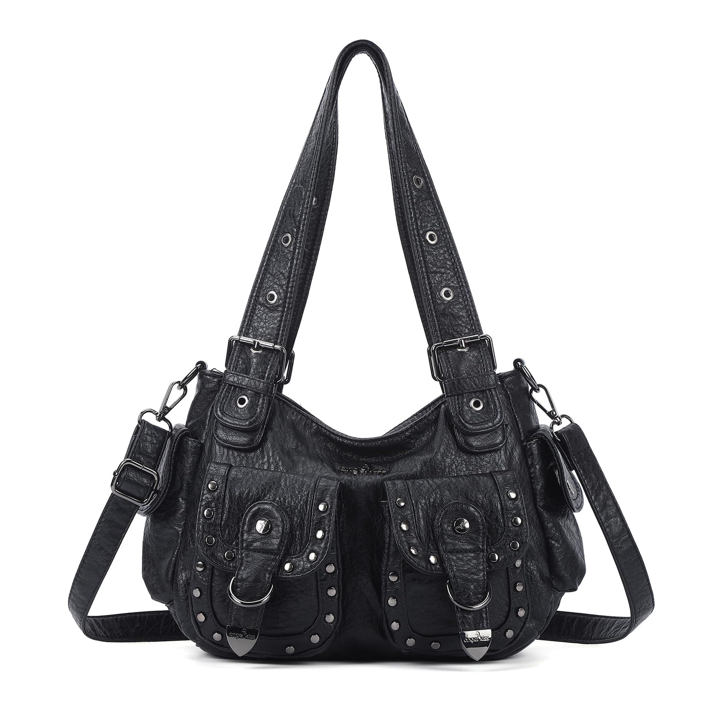 Angel Kiss Hobo Bags For Women Puses and Handbags Multi Pocket Studded Shoulder Bag Y2K Tote Bag