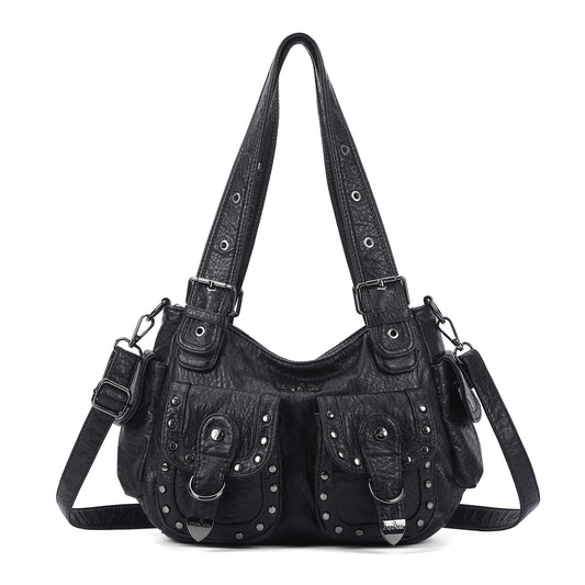 Angel Kiss Hobo Bags For Women Puses and Handbags Multi Pocket Studded Shoulder Bag Y2K Tote Bag