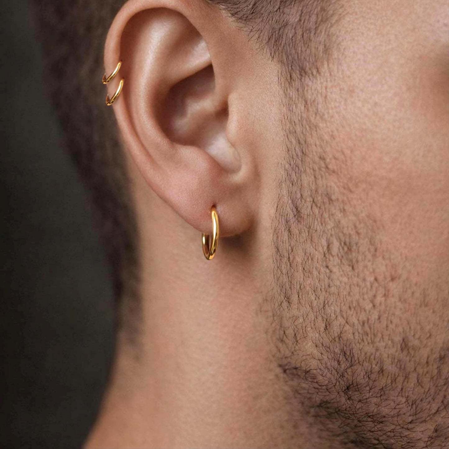 316L Surgical Stainless Steel Gold Huggie Hoop Earrings for Women Men, Stainless Steel Hypoallergenic Small Earring Set for Sensitive Ears, Cute Mini Thin Tiny Cartilage Earrings Stacks for Women Multiple Piercing Jewelry Gift