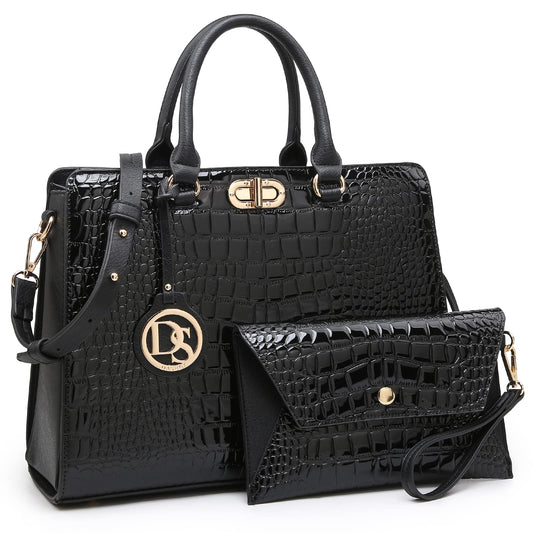 Dasein Women Handbags Purses Ladies Work Purse Satchel Tote Top Handle Shoulder Bags with Matching Clutch