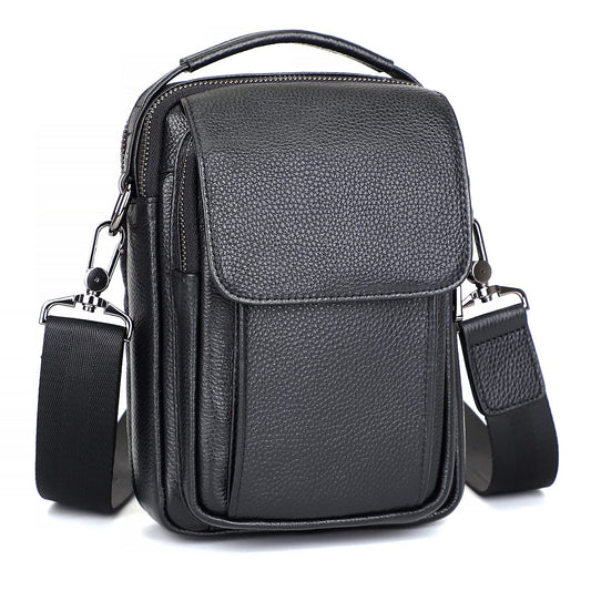 Augus 100% Genuine Leather Small Messenger Bag for Men - Crossbody Shoulder Sling Travel Daypack with Magnetic Buckle, Unisex Design for Daily Commute & Travel