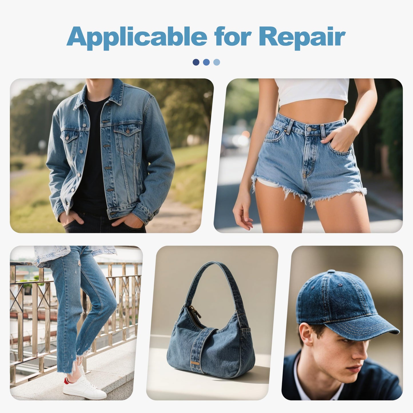 Iron on Patches for Jeans Kit, 5 Rolls Patches for Jeans, Iron on Denim Patches for Inside Jeans, Clothing, Denim, Knee, Pants 4 * 20inch (Five Color)