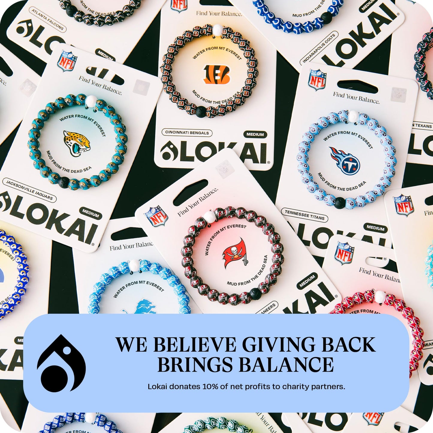 Lokai Silicone Beaded Bracelet for Men & Women, NFL Football Collection - Houston Texans, Medium - Silicone Jewelry Fashion Bracelet Slides-On for Comfortable Fit