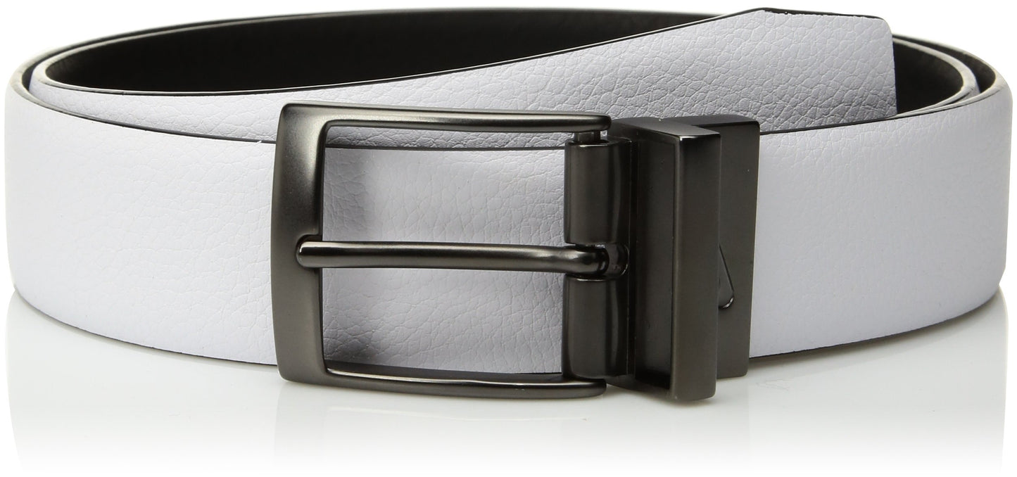 Nike Men's PEBBLE FEATHER EDGE REVERSIBLE BELT Accessory, white/black, 32