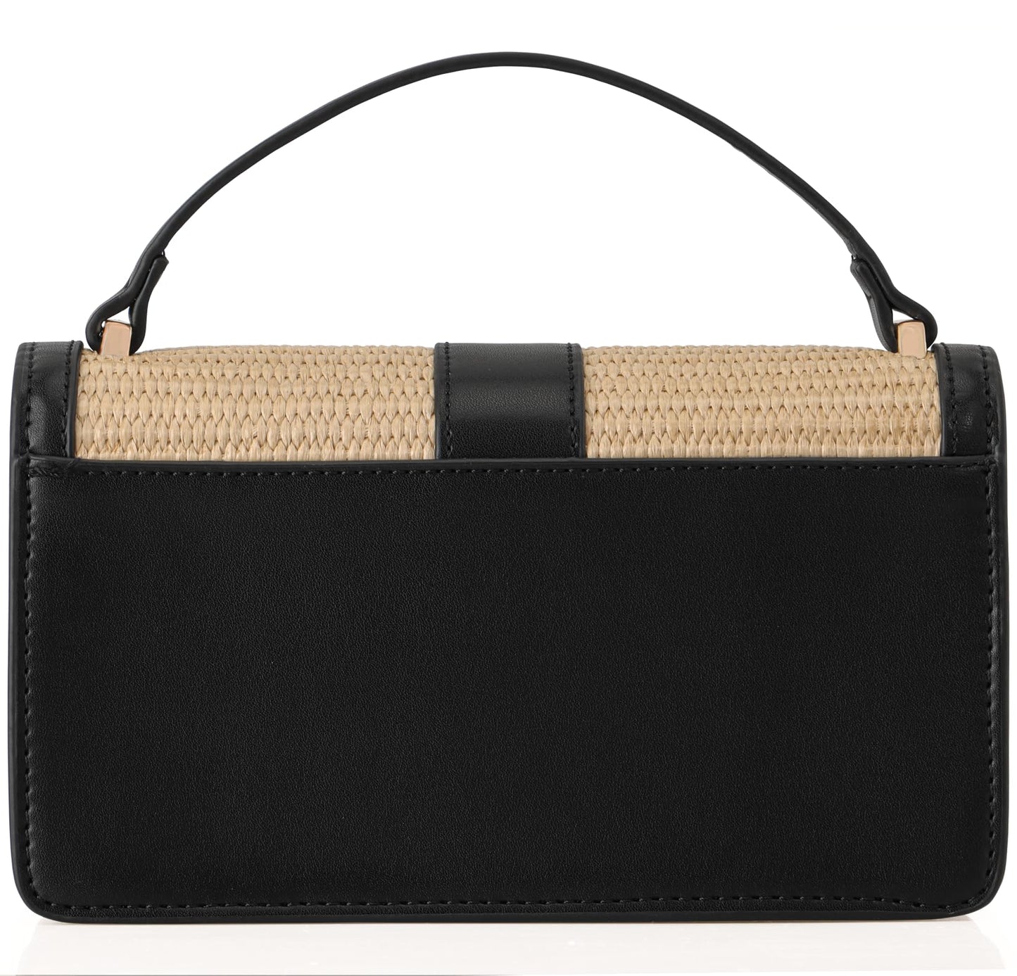 MOJISOLO Straw Crossbody Bag for Women Top Handle PU Leather Shoulder Purse with Adjustable Strap Black