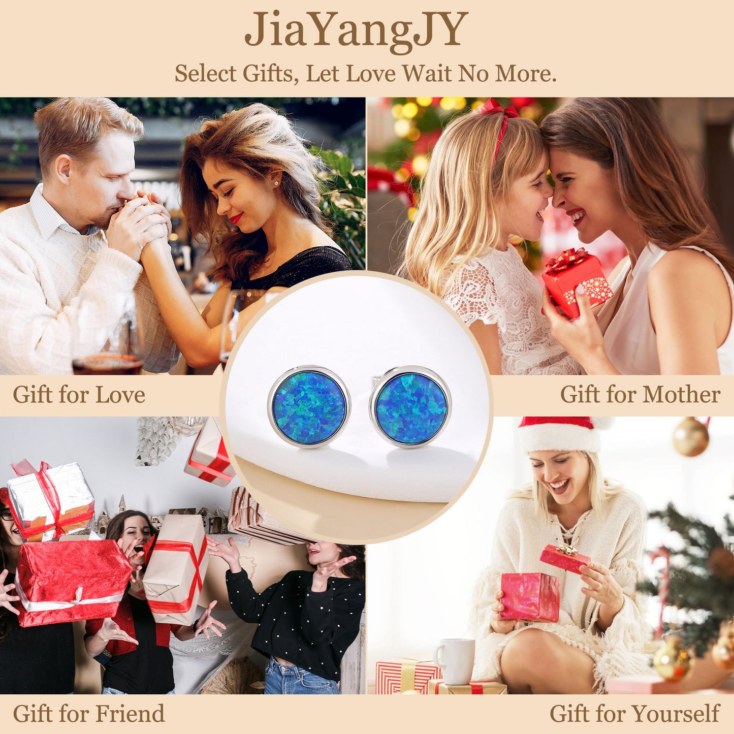 JiayangJY Silver Blue Fire Opal Stud Earrings for Women 18K White Gold Plated Sterling Silver Round Shape 8mm Opal Earrings with Push Back