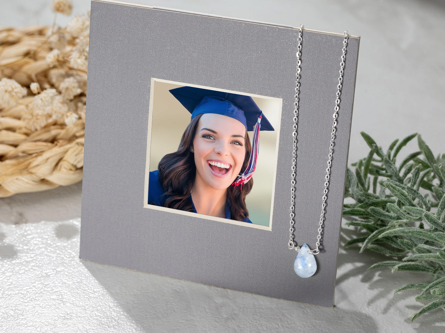 RareLove 2026 Graduation Gifts for Her Happy Graduation Moonstone Necklace Unique Graduation Jewelry 925 Sterling Silver Teardrop Pendant Necklace for Women College Graduation Gifts